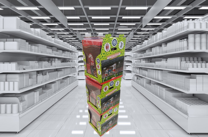 See how we designed a stable, stackable display packaging solution for Italian confectionary company, Dolfin