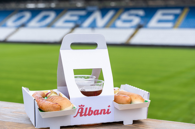 Elevating convenience and sustainability at Odense Boldklub’s stadium, helping fans carry food and drinks easily while reducing waste.